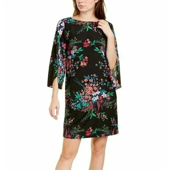 Trina Turk Battista Floral 3/4 Tulip Sleeve Women XS Floral New Shift Dress $148 - Picture 1 of 14